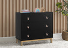 Ebony with Natural (1482) 11-babyGap Legacy 3 Drawer Dresser with Leather Pulls and Interlocking Drawers