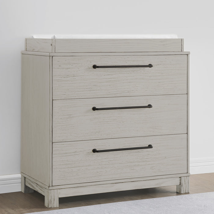 Rustic Mist (1373) 3-Rustic 3 Drawer Dresser with Interlocking Drawers