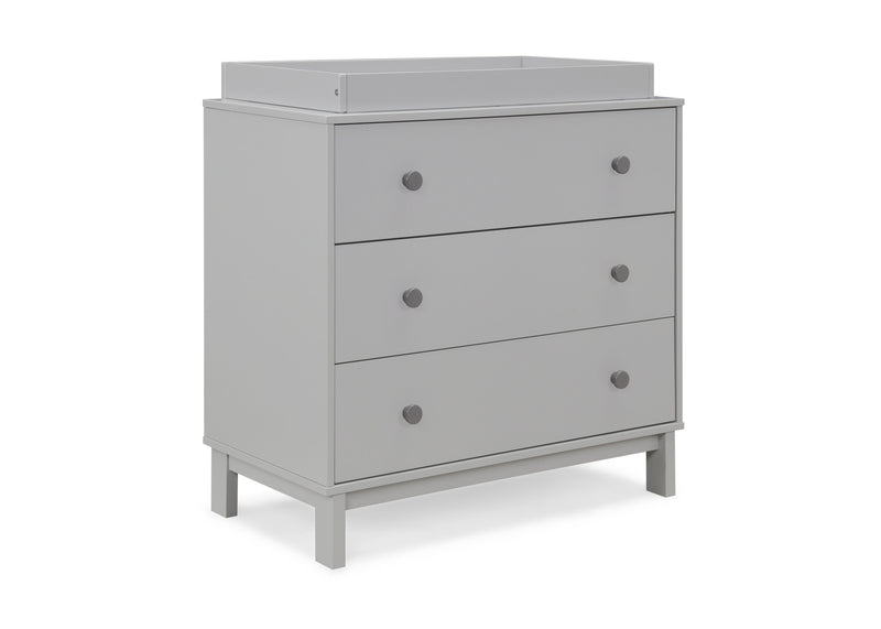 Gray dresser with three drawers on a white background 11-babyGap Legacy 3 Drawer Dresser with Interlocking Drawers