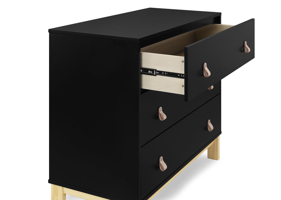 Ebony with Natural (1482) 14-babyGap Legacy 3 Drawer Dresser with Leather Pulls and Interlocking Drawers