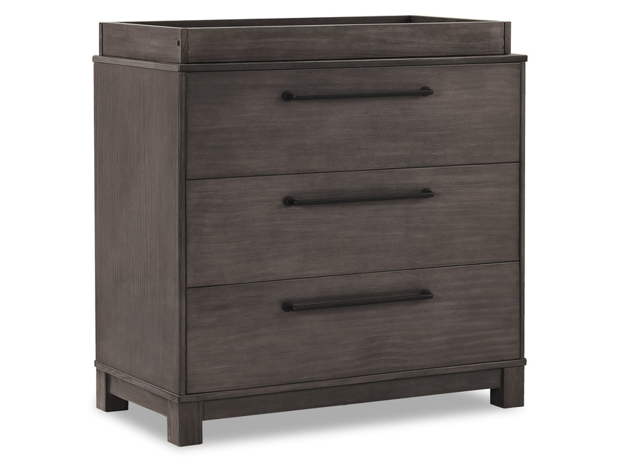 Rustic Grey (084) 9-Rustic 3 Drawer Dresser with Interlocking Drawers