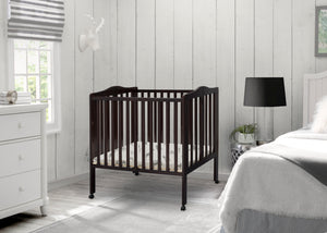 Dark Chocolate (207) 8-Folding Portable Mini Baby Crib with 1.5-inch Mattress