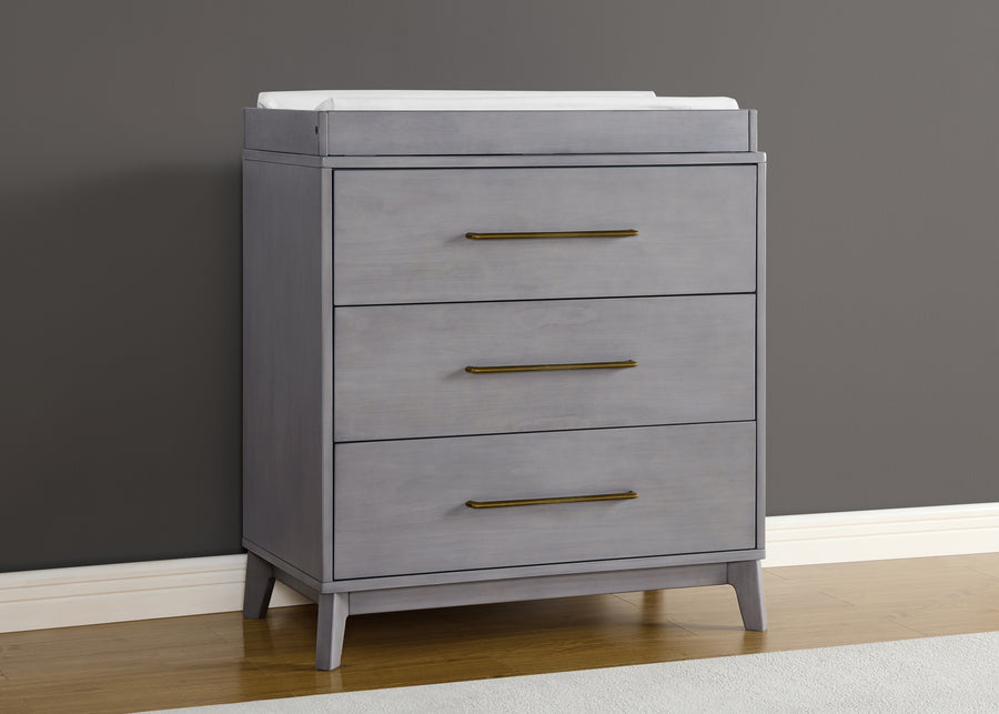 Steel Grey (1446) 7-Spencer 3 Drawer Dresser with Changing Top and Interlocking Drawers