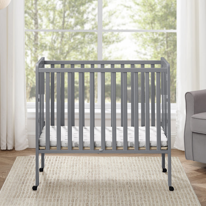 Grey (026) 1-Lee Portable Folding Mini Crib with 1.5-Inch Mattress
