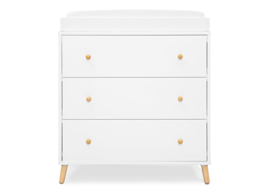 Bianca White with Natural (123) 13-Essex 3 Drawer Dresser with Interlocking Drawers