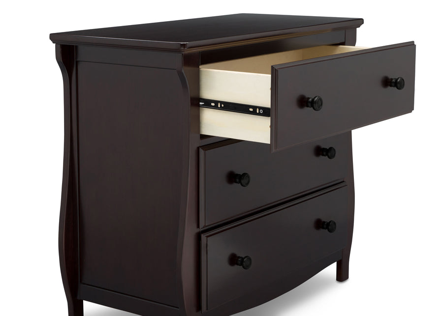 Dark Chocolate (207) 11-Lancaster 3 Drawer Dresser with Changing Top and Interlocking Drawers