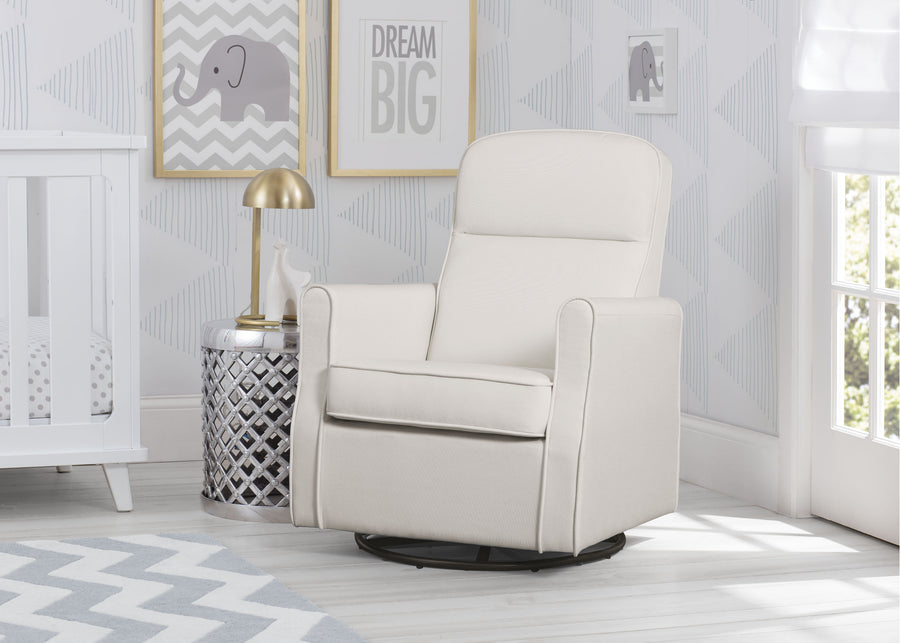 Cream (743) 12-Blair Slim Nursery Glider Swivel Rocker Chair