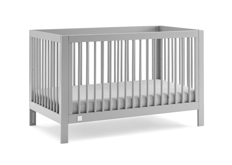 Gray crib with white mattress on a white background 21-babyGap Charlie 6-in-1 Convertible Crib