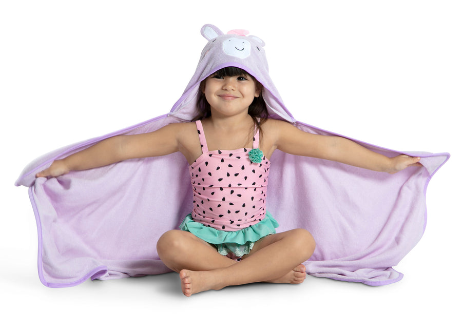 Light Purple Unicorn (1262) 16-Kids Hooded Bath Towel with Pockets