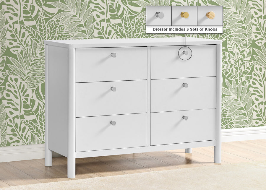 Bianca White (130) 15-Brooks 6 Drawer Dresser with Interlocking Drawers