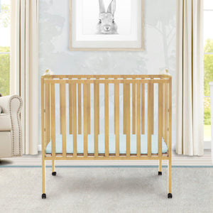 Natural (260) 16-Folding Portable Mini Baby Crib with 1.5-inch Mattress