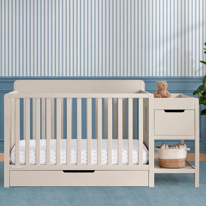 Soft Beige (1560) 15-Maya 5-in-1 Convertible Crib and Changer with Storage