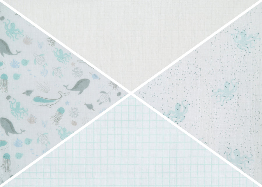 Sea Life (3236) 3-100% Cotton Muslin Baby Receiving Blankets - 4 Pack