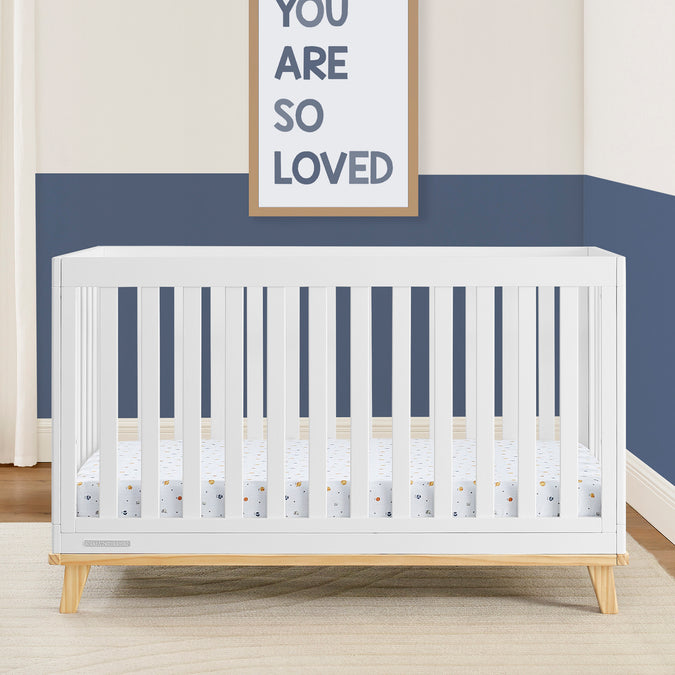 Bianca White with Natural (123) 31-Frankie 4-in-1 Convertible Crib
