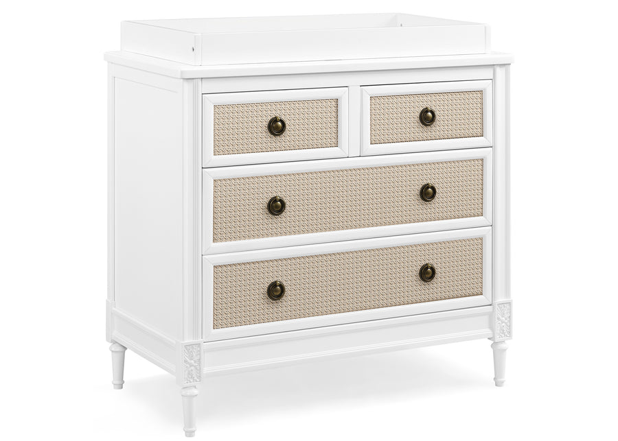Bianca White with Textured Almond (1508) 3-Madeline 4 Drawer Dresser with Changing Top and Interlocking Drawers