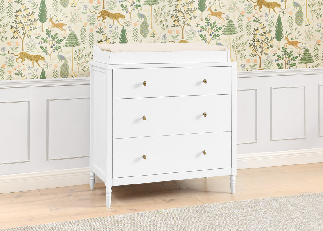 Serena 3 Drawer Dresser with Changing Top and Interlocking DrawersBianca White (130)