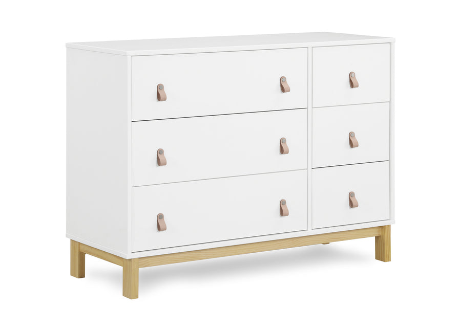 Bianca White with Natural (123) 22-babyGap Legacy 6 Drawer Dresser with Leather Pulls and Interlocking Drawers