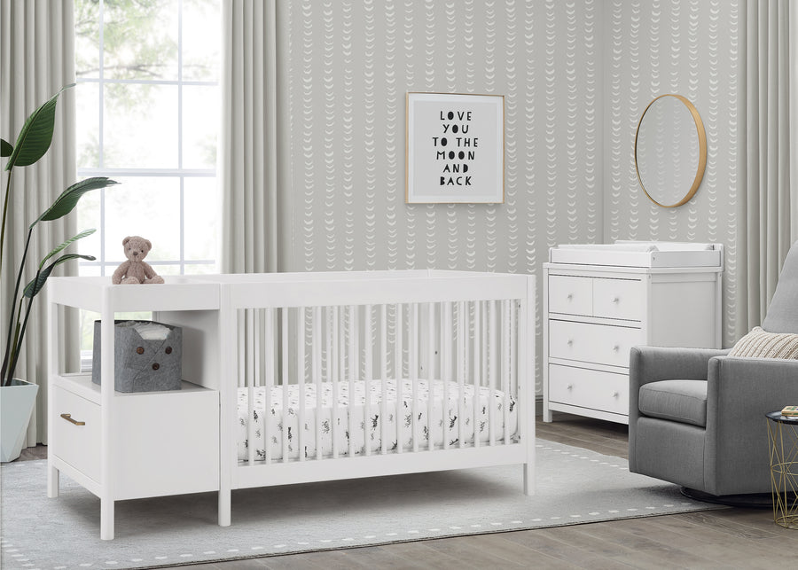 Bianca White (130) 12-Zoe 5-in-1 Convertible Crib and Changer