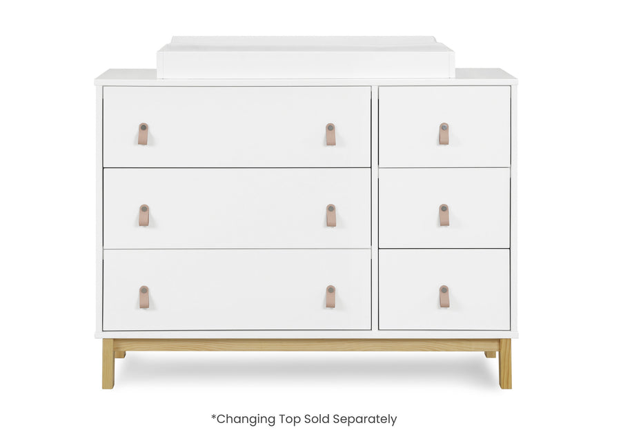 Bianca White with Natural (123) 19-babyGap Legacy 6 Drawer Dresser with Leather Pulls and Interlocking Drawers