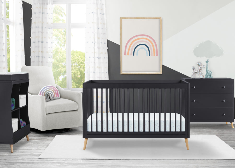 Midnight Grey with Natural (1372) 1-Jordan 4-in-1 Convertible Crib
