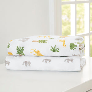 Safari Friends (3414) 33-Fitted Crib Sheets - 2 Pack