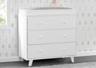 White (100) 1-Ava 3 Drawer Dresser with Changing Top and Interlocking Drawers