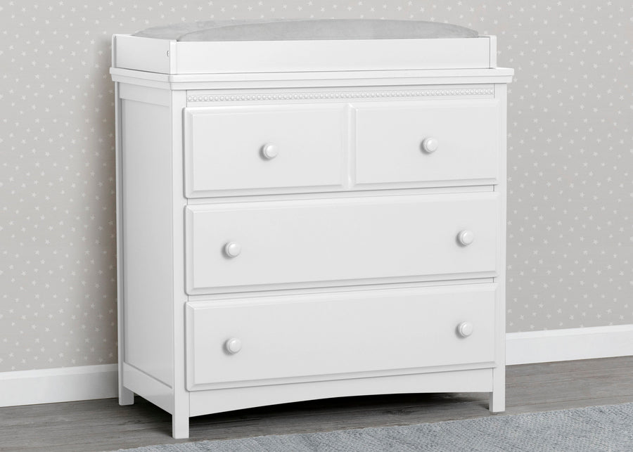 Bianca White (130) 15-Emerson 3 Drawer Dresser with Changing Top and Interlocking Drawers