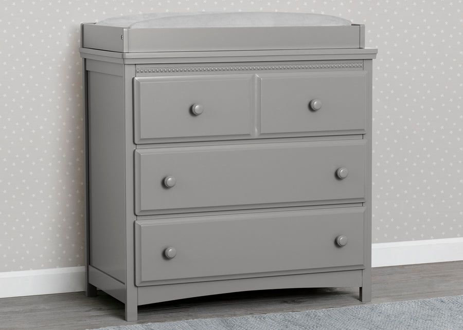 Grey (026) 1-Emerson 3 Drawer Dresser with Changing Top and Interlocking Drawers
