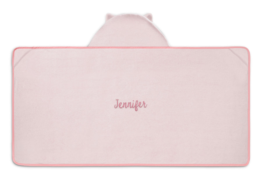 Pink Cat (1261) 10-Personalized Kids Hooded Bath Towel with Pockets