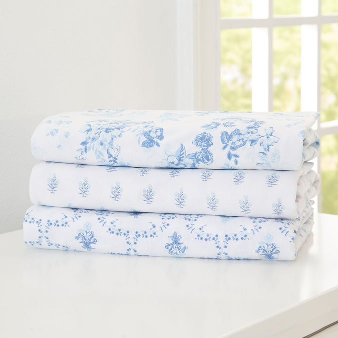Blue Botanicals (3035) 6-100% Organic Cotton Fitted Crib Sheets - 3 Pack