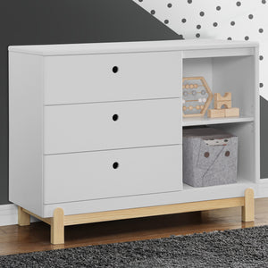 DCB: Bianca White with Natural (123) 22-Poppy 3 Drawer Dresser with Cubbies
