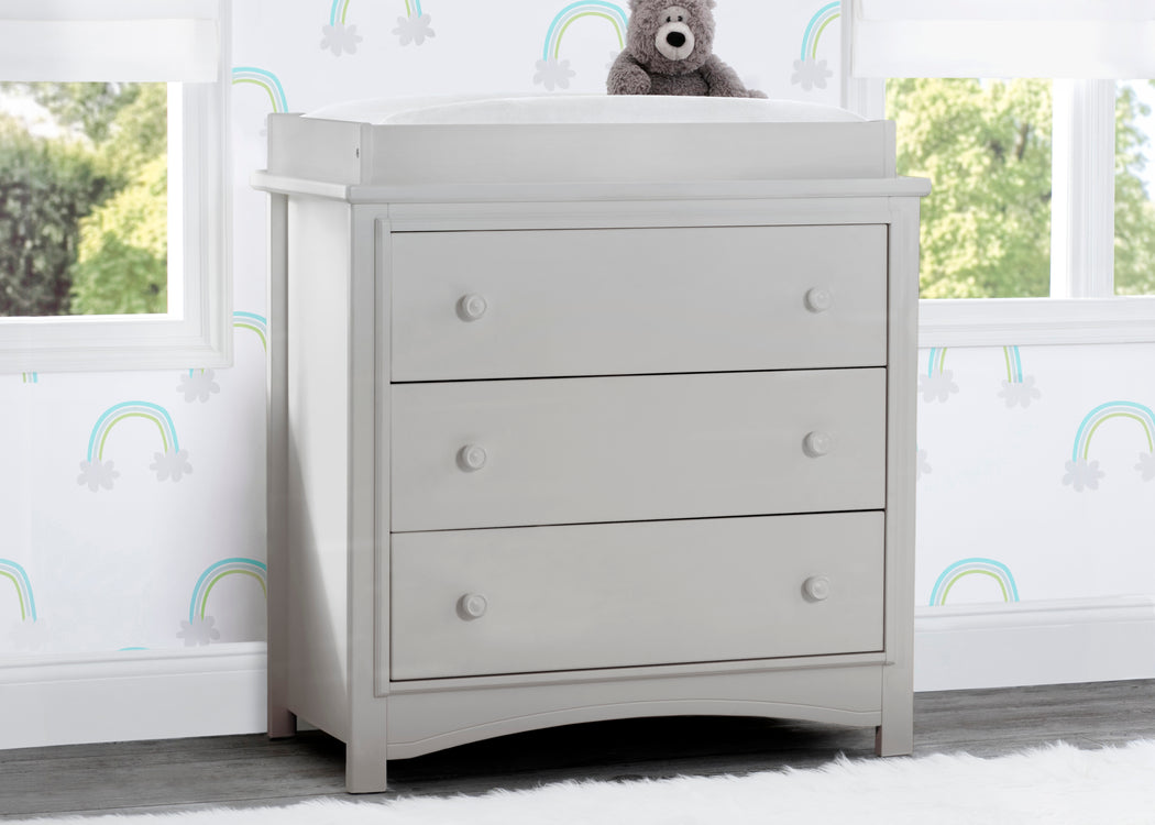 Perry 3 Drawer Dresser with Changing Top and Interlocking DrawersMoonstruck Grey (1351)