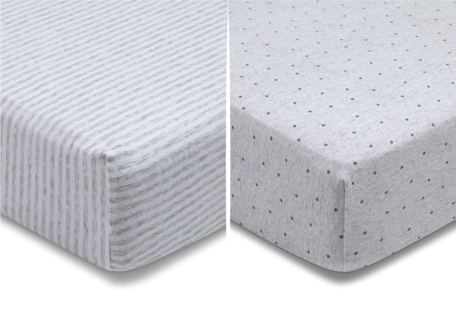 Grey Dots & Stripes (2408) 2-babyGap Grey Dots & Stripes 100% Organic Cotton Crib Sheets - 2 Pack