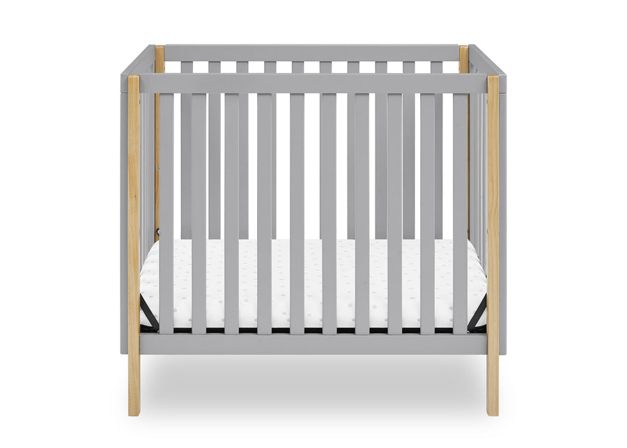 Grey with Natural (1359) 2-Gio Mini Crib with 2.75-Inch Mattress