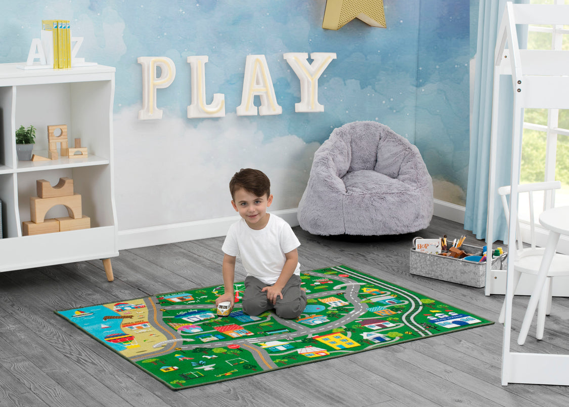 Large Road Map Activity Rug for Girls and Boys - 54-inch L x 39-inch W