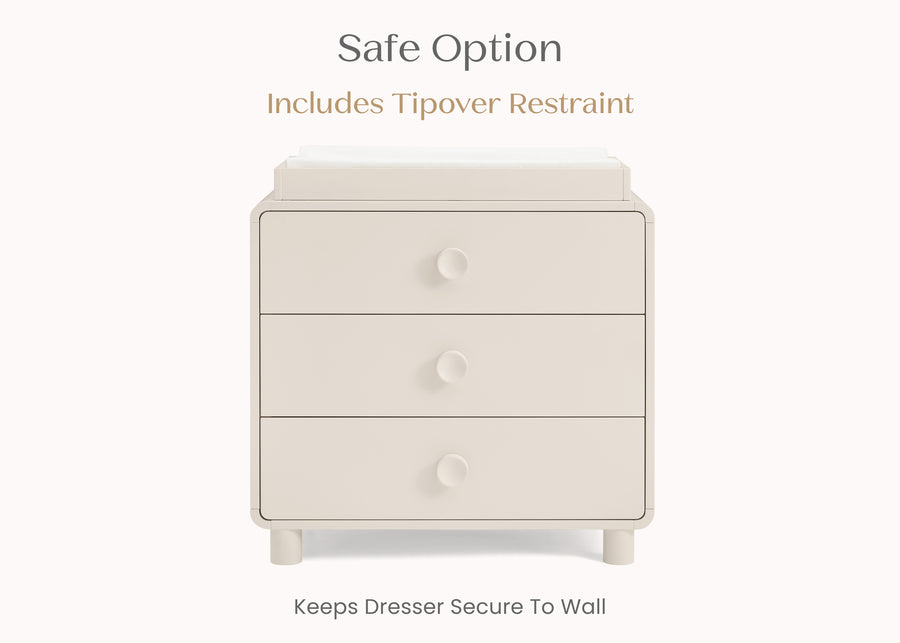 Soft Beige (1560) 19-Ari 3 Drawer Dresser with Changing Top