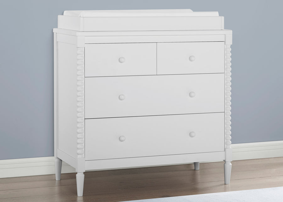 Bianca White (130) 9-Saint 4 Drawer Dresser with Changing Top and Interlocking Drawers