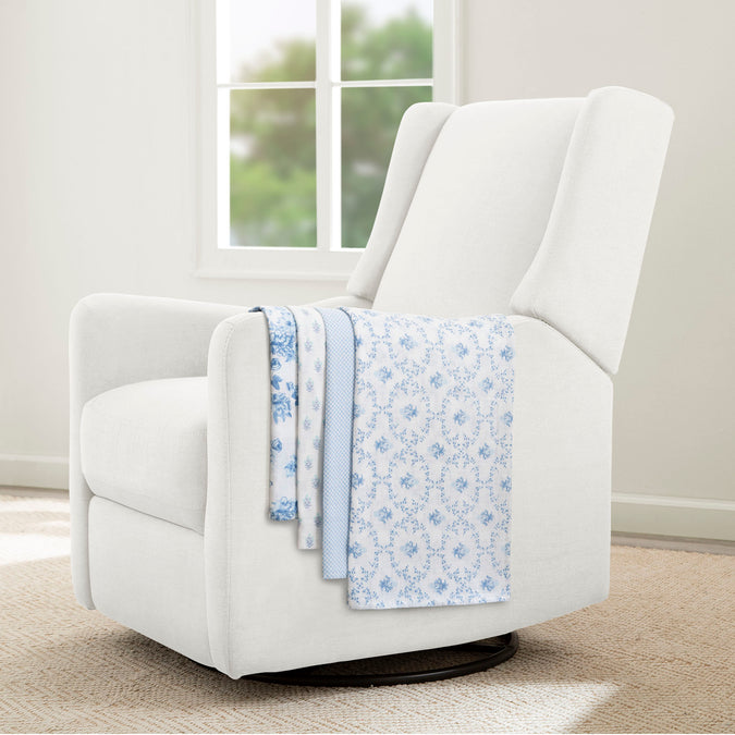 Blue Botanicals (3035) 11-100% Cotton Muslin Baby Receiving Blankets - 4 Pack