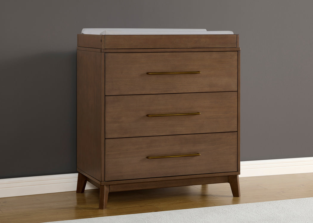 Spencer 3 Drawer Dresser with Changing Top and Interlocking DrawersTeak Brown (1526)
