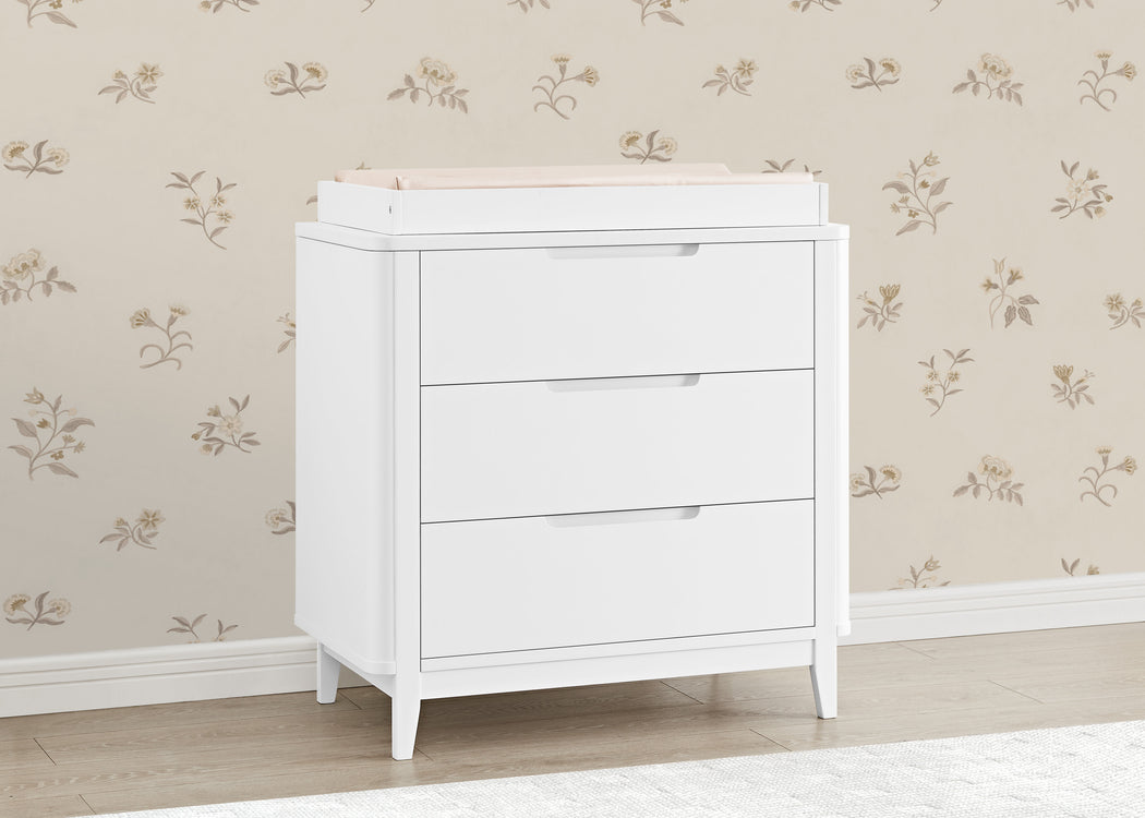 Noah 3 Drawer Dresser with Changing Top and Interlocking DrawersBianca White (130)