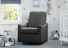 Gray recliner chair in a child's bedroom with toys and decor. 12-Kenwood Nursery Glider Swivel Rocker Chair