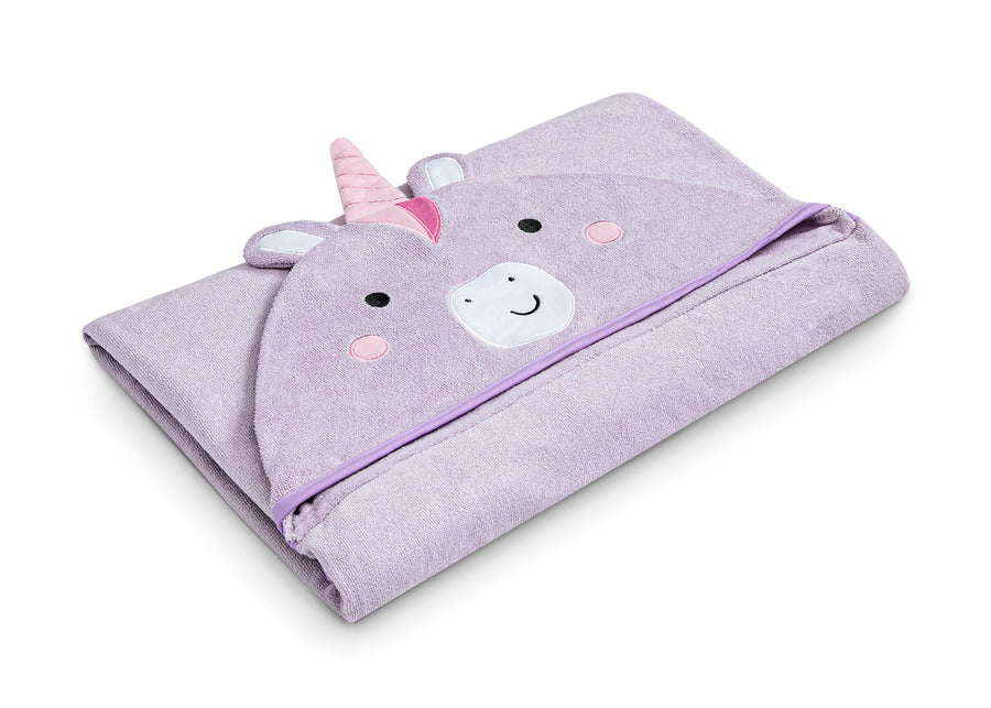 Light Purple Unicorn (1262) 11-Kids Hooded Bath Towel with Pockets