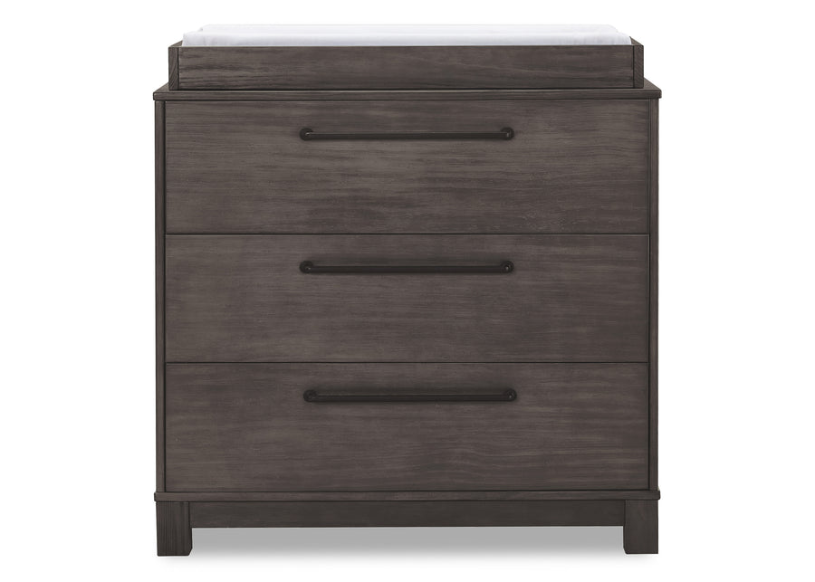 Rustic Grey (084) 8-Rustic 3 Drawer Dresser with Interlocking Drawers
