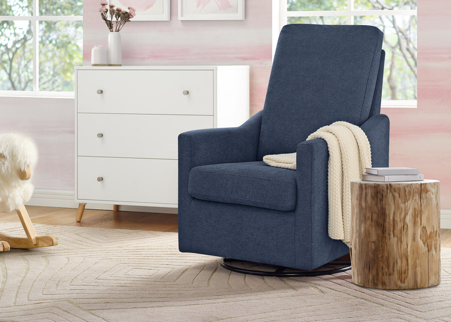 Slate Blue (1418) 13-Andie Nursery Glider Swivel Chair with Stain-Resistant LiveSmart Fabric