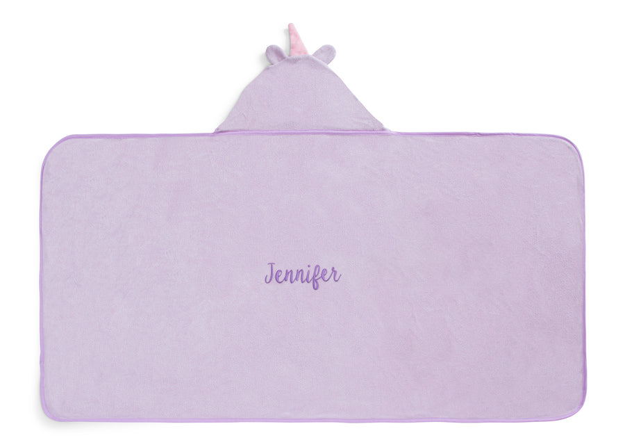 Light Purple Unicorn (1262) 2-Personalized Kids Hooded Bath Towel with Pockets