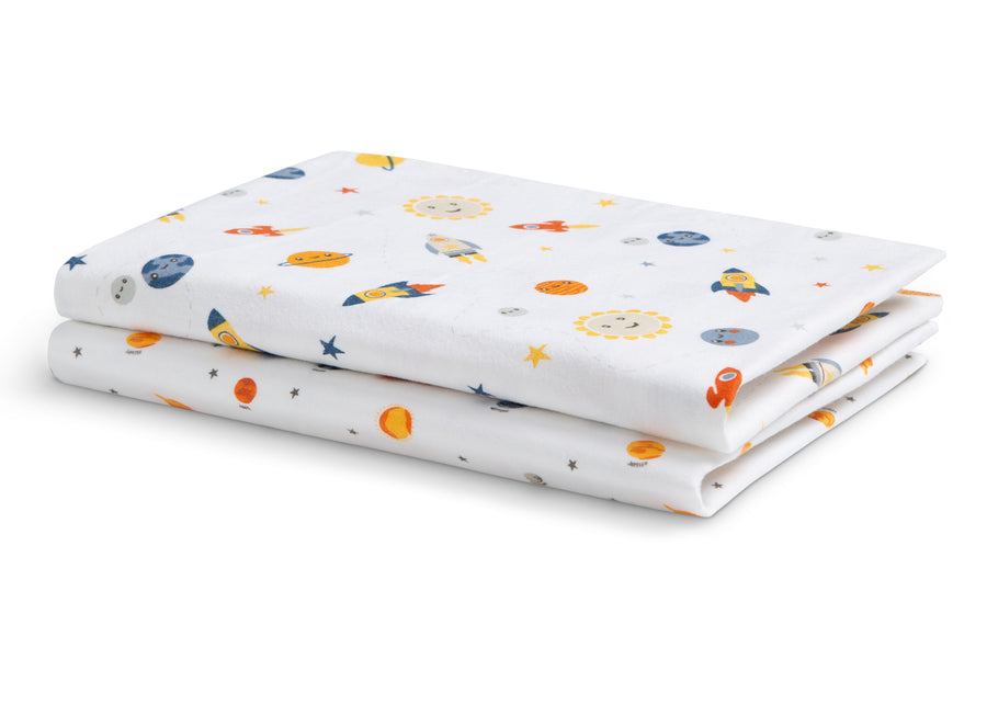 Space Exploration (3235) 10-100% Cotton Flannel Baby Receiving Blankets - 2 Pack