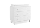 White dresser with changing table top on a white background 32-babyGap Legacy 3 Drawer Dresser with Interlocking Drawers