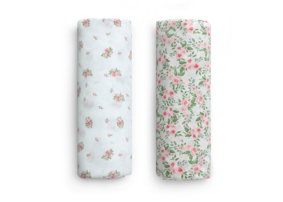 Pink Floral (3034) 2-Space Exploration Fitted Crib Sheets - 2 Pack