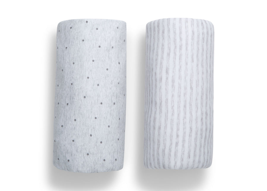 Grey Dots & Stripes (2408) 4-babyGap Grey Dots & Stripes 100% Organic Cotton Crib Sheets - 2 Pack