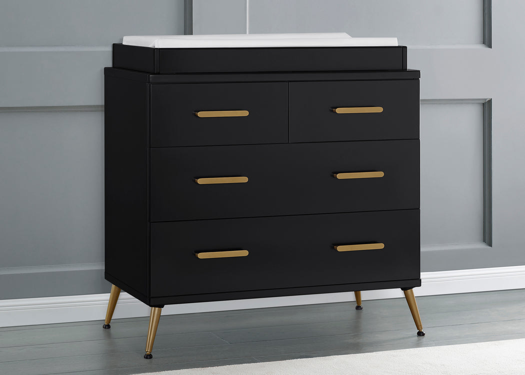Sloane 4 Drawer Dresser with Changing Top and Interlocking DrawersEbony with Melted Bronze (1500)